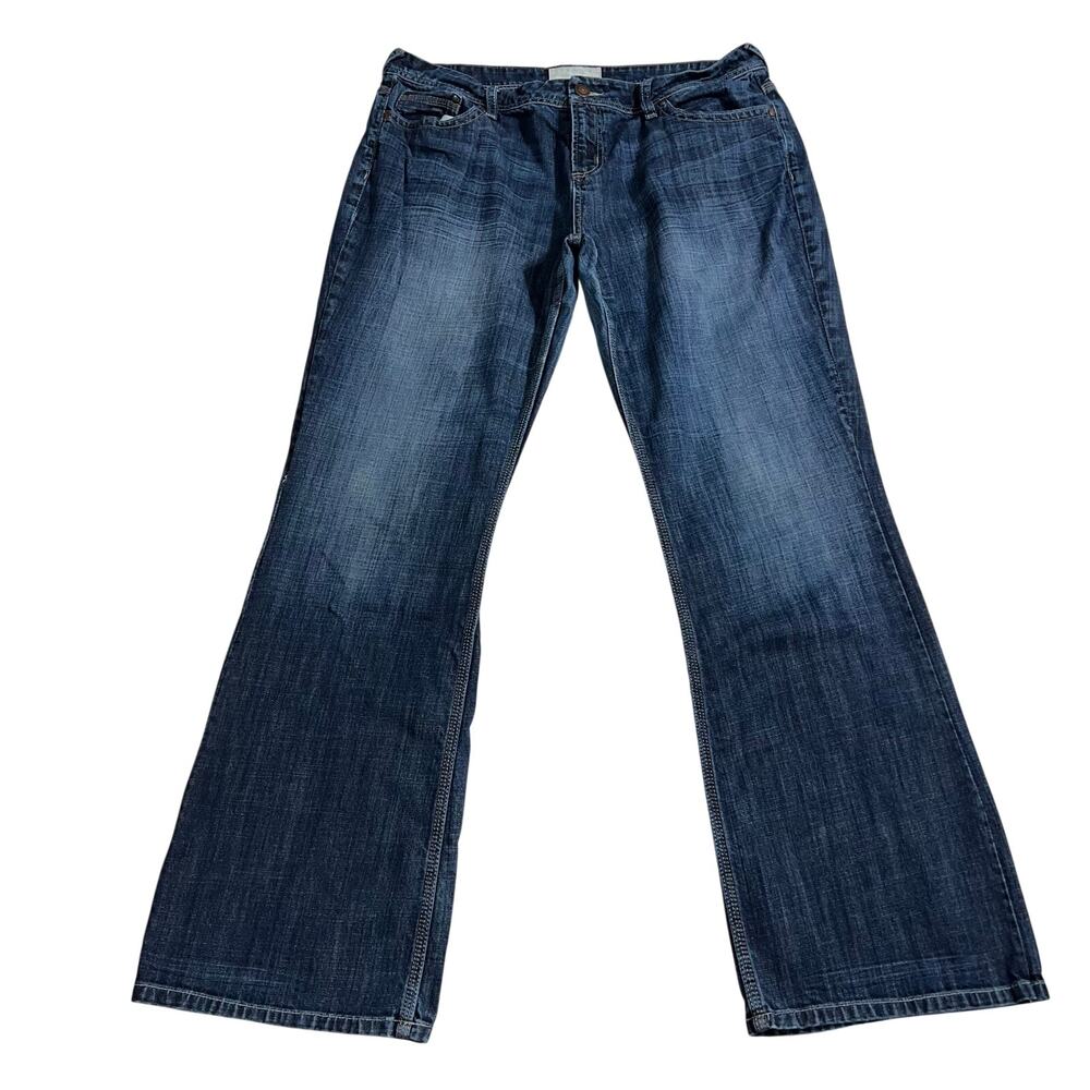 Maurices Womens Morgan New Boot Cut Leg Denim Blue Jeans Dark Wash 17 18 Long